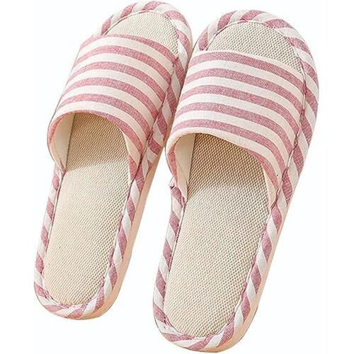 Respirables Pantoufles De Lin De Coton Pantoufles À Bout Ouvert Aussures De Maison Antidérapantes Pantoufles Convient Femmes Et Hommes Peut Être Porté En Toutes Saisons