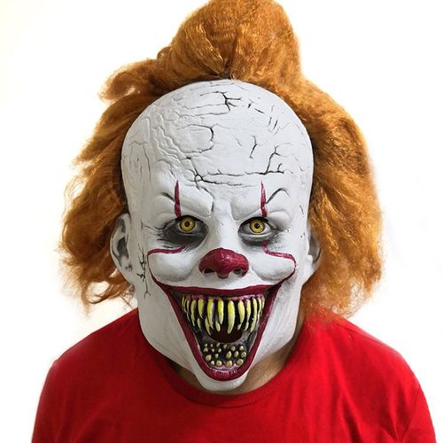 1 Pcs Masque D'halloween Pour Adultes Scary Clown Costumes Cosplay Partie, Masque D'halloween Cosplay Clown Latex Harnais Drôle De Masque D'horreur