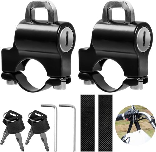 Antivol Casque Moto, 2pcs Verrou De Casque Antivol Avec 4 Clés, 2 Outil D'installation, 2 Entretoises, Aluminium Antivol Moto Pour Tube De Guidon De 22 À 28 Mm, Moto, Vélo Ou Scooter