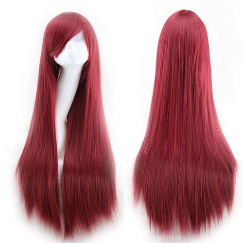 ¿Rouge¿Coloré Panda Longue Ligne Droite Perruque Cosplay Avec Racine Des Cheveux Naturel Perruque De Cheveux Synthétiques, Pour Femmes Ou De Filles Pour La Fête D'halloween Costume O