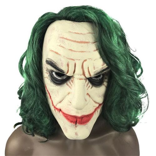 Costume Masque Pour Le Cosplay, Latex Homme Sourire Masque Avec Des Cheveux Verts Pour Joker Jeu De Rôle, Halloween Adulte Horreur Dress Up Costume, Jardin, Cour Des Accessoires De Fête