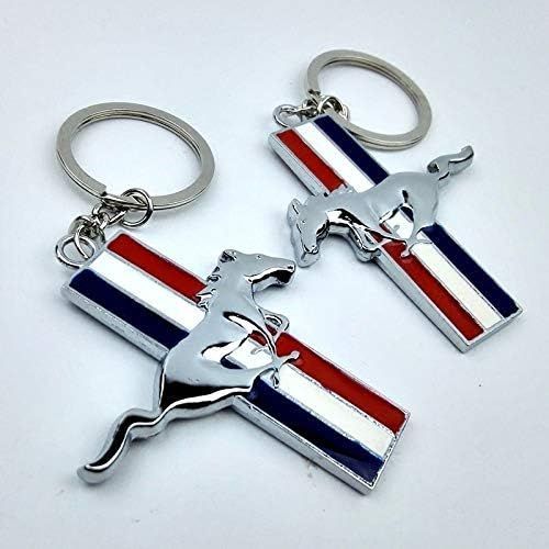 Mustang Tricolore Logo Clé À Chaîne Modifiée De Voiture Personnalisé Boucle Décorative Porte-Clés¿2 Pcs¿