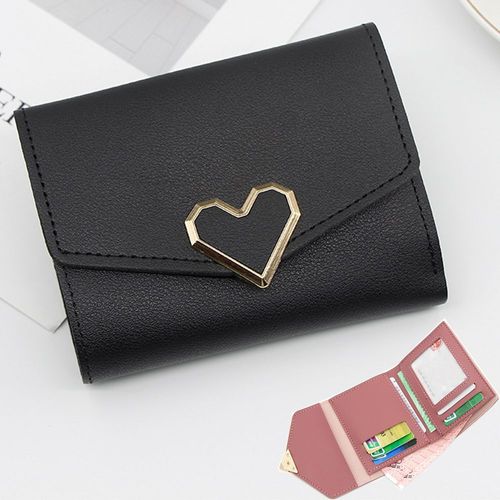 Femmes Court Porte-Monnaie Porte-Monnaie Simili Cuir Titulaire De La Carte Avec Boucle (Cardioïde Noir), Les Femmes Du Court Porte-Monnaie, Sac À Main, Sac À Main, Porte-Monnaie