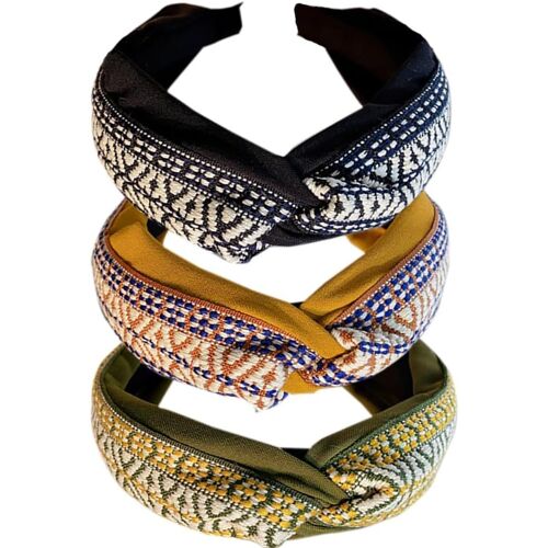 (Pied De Poule) 3pcs Hairbands Pour Les Femmes Boho Écharpe Cravate Fashion Hairbands Élastique De Torsion Cheveux Écharpe Mignon Bow Tie Large Hairbands Alice Bandes De Cheveux Pour Les Femmes Royaume-Uni Et Les Filles 