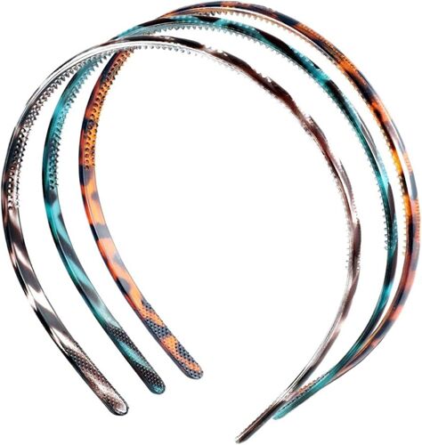 (Marron + Vert Foncé + Ambre) Lot De 3 Bandeaux En Plastique Avec Peigne À Dents, Bandeaux Confortables Pour Cheveux Léopard, Bandeaux Fins Et Fins, Accessoires De Coiffure Pour Femmes Et Filles 