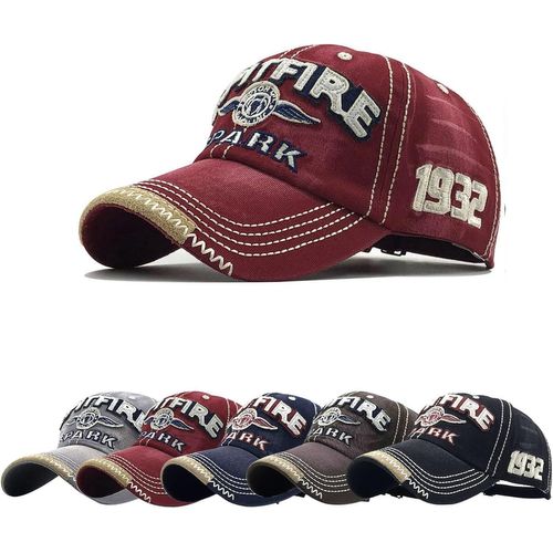Les Hommes S Chapeau Style Rétro Respirant Unisexe Coton Casquette De Baseball Été Réglable Casquette De Baseball 56-60cm (Vin Rouge)