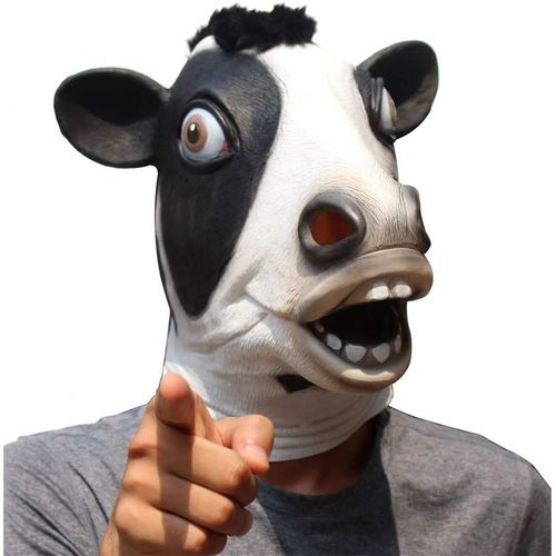 34*32*27cm Costume D'halloween Fête Masque De Latex Tête Animale Vache