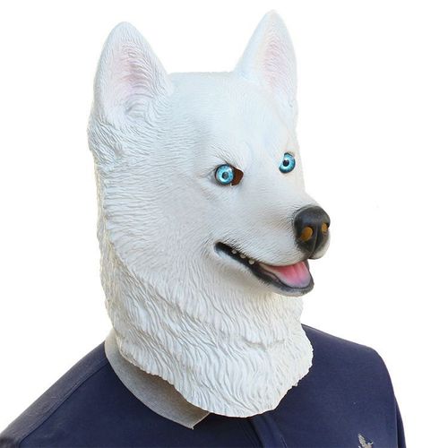 Masque D'Halloween, Husky Chien En Latex Tête D'Animal Masque Nouveauté En Caoutchouc Costume D'Halloween Masques De Carnaval Délicat Partie Drôle Cos Chien En Latex Masque