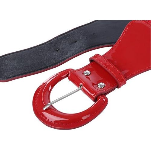 Rouge Femme Ceinture Élastique Ceinture En Cuir 3 Trous Élégant Pour Habiller Les Blouses