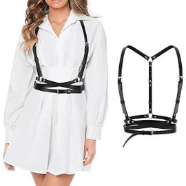 Punk Ceinture, En Cuir Noir Punk Harnais Pour Les Femmes, Noir Goth Veste Ceinture, Réglable Bijoux De Corps Pour Les Cosplay Rave Partie De Costume De Halloween
