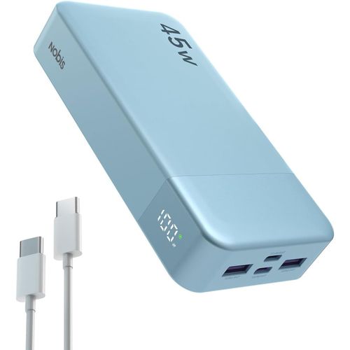 Batterie Externe 20000mah Power Bank 45w Chargeur Externe Portable Usb-C In & Out Charge Rapide, 4 Ports Avec Affichage Numérique Led, Compatible Avec Macbook, Phone 15 14 13 Pro S23 (Bleu)