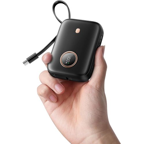 Batterie Externe, Mini 10000mah 22.5 W Power Bank Charge Rapide Chargeur Portable, Câble Usb-C Intégré, Usb C Out & Input, Avec L'affichage Led Powerbank, Pour Iphone/Samsung/Huawei Etc