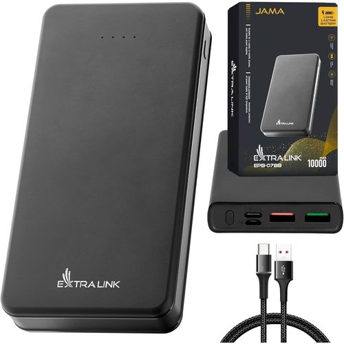 Alink Epb-078 Powerbank 10000 Mah 5v, Power Bank, Batterie Lithium-Polymère, Batterie Externe De Téléphone Portable, Taille Compacte, Batterie Externe Usb C, Micro-Usb, Noir
