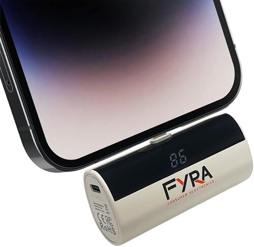 Mini Portable Charger For Android, 3300Mah Pd 10.5W Small And Lightweight External Battery Charger With Led Display, Compatible With Android Type C (White)