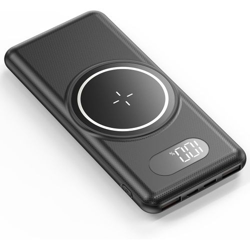 Power Bank Magnétique Sans Fil 10 000 Mah, 18 W Pd Usb-C Batterie Externe De Téléphone Portable Powerbank Qc3.0 Avec Affichage Led, Batterie Externe Avec 4 Sorties Et 2 Entrées Pour Iphone, Samsung Et