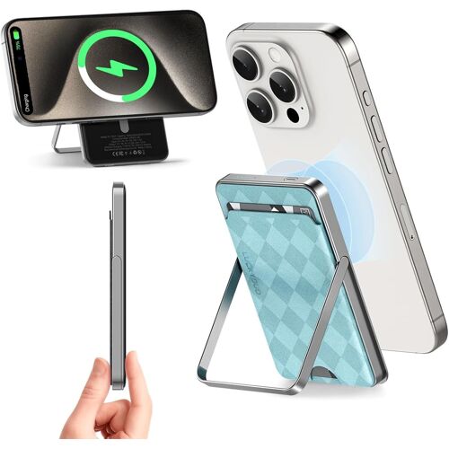 Batterie Externe,Avec Porte Carte Support Pliable,5000mah Mini Power Bank Magnétique Sans Fil, Slim Chargeur Portable Induction Compatible Avec Iphone 16/15/14/13 Séries[Gyc961777]