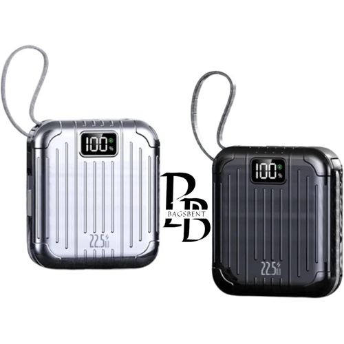 Power Bank With Led Display, 10000 Mah, 22.5 W, Fast Charging, Usb-C, Compact External Battery, Black/Silver