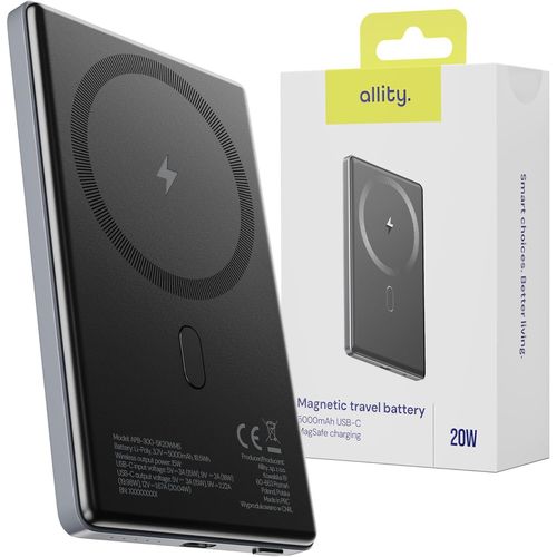 Kalcx-Batterie Externe Sans Fil Apb-300 Pd Qc 20 W 5000 Mah Gris Magnétique