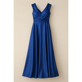 Robe Longue Satin Bleu Royal - Gala