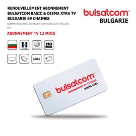 Renouvellement Abonnement Bulsatcom 12 Mois Basic & Diema XTRA TV Bulgarie, 69 Chaines via Antenne Satellite Hellas 39°Est