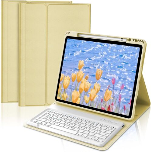 ChenQuanSarl-Ipad Air 13 Clavier M3/M2,Étui Clavier Pour Ipad Air 13 2025/2024,Amovible Bluetooth Français Clavier Sans Fil Avec Coque,Jaune