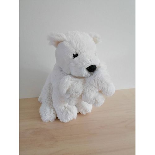 Peluche chien blanc bébé jours heureux