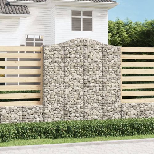 Vidaxl Paniers À Gabions Arqués 15 Pcs 200x50x220/240 Cm Fer Galvanisé