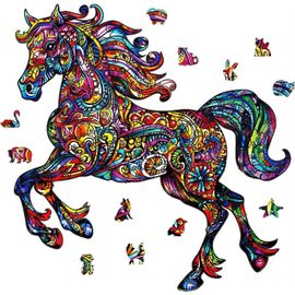 FEW-200 Pièces Puzzle en Bois Cheval pour Adultes des Enfants Puzzles en Bois de 28.8x27.7 cm pour Adultes Forme Unique Puzzles Colorés d'animaux pour Cadeaux d'anniversaire