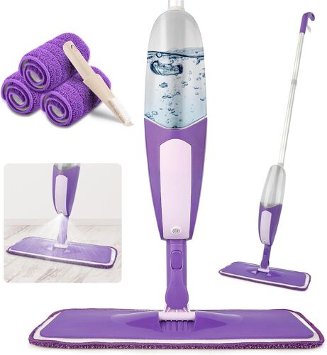 KALANKA-Balai Serpillère Vaporisateur Spray Mop - Balai Lave Sol avec Reservoir 3 Tampons Microfibre - Serpillere pour Bois Dur Stratifié Bois Maison Cuisine Nettoyage des Sols