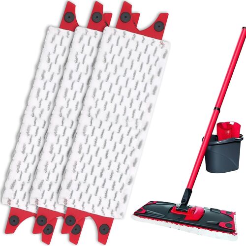 Replacement Microfibre Pad, Flat Microfibre Mop Heads For Vileda Ultramax 2 In 1 Spray Replacement, Microfibre Refills For Household Mop (Pack Of 3)