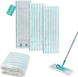 Lot De 6 Housses Microfibre Leifheit Profi XL Micro Duo – Housses De Rechange Absorbantes Et Nettoyantes Pour Balai Plat, Pour Tous Les Sols Lisses