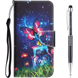 Coque Pour Xiaomi Redmi Note 8, Tui Portefeuille En Cuir Pour Xiaomi Redmi Note 8, Housse De Protection Etui Rabat Premium En Cuir Pu [Pochette De Portefeuille] [Magntique] (Papillon 1)
