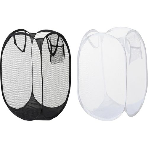 SUBZONAL-Lot de 2 paniers à linge pop-up avec anse - Grand panier à linge pliable - Sac à linge pliable flexible - Camping - Panier à linge pliable - Panier à linge pliable - Respirant