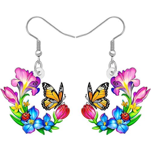 Kal-Boucles D'oreilles Papillon Monarque En Acrylique Pour Femme, Bijoux De Printemps, Breloques D'été, Cadeaux Pour Les Jardiniers, Les Amoureux De La Nature