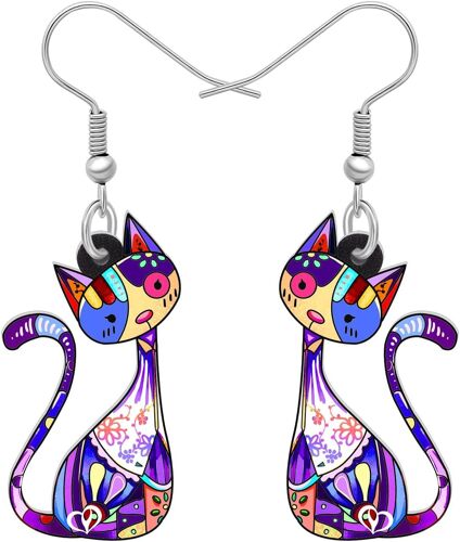Kal-Boucles D'oreilles Chat En Acrylique Bijoux Chat À La Mode Cadeaux Pour Filles Femme Charmes