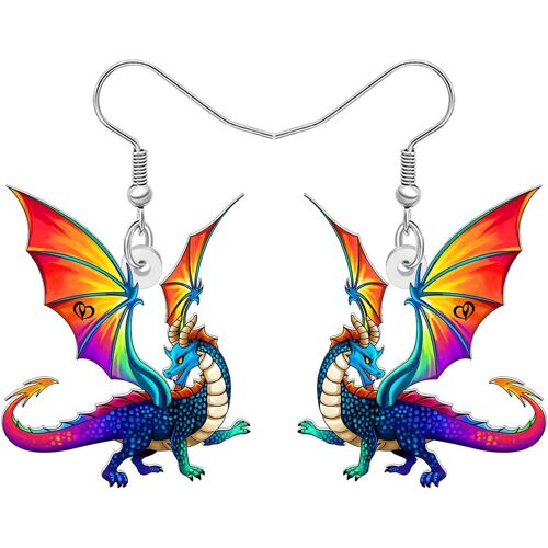 Kal-Boucles D'oreilles Dragon Cool En Acrylique Pour Femme - Bijoux Fantaisie Occidentale - Dinosaure