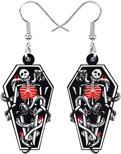 Kal-Cute Halloween Crâne De Sucre Skull Boucles D'oreilles Femme Fille Bijoux Acrylique Tete De Mort Decor Idee Cadeau Jour Des Morts Decoration