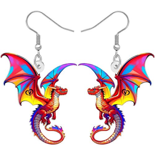 Kal-Boucles D'oreilles Dragon Cool En Acrylique Pour Femme - Bijoux Fantaisie Occidentale - Dinosaure