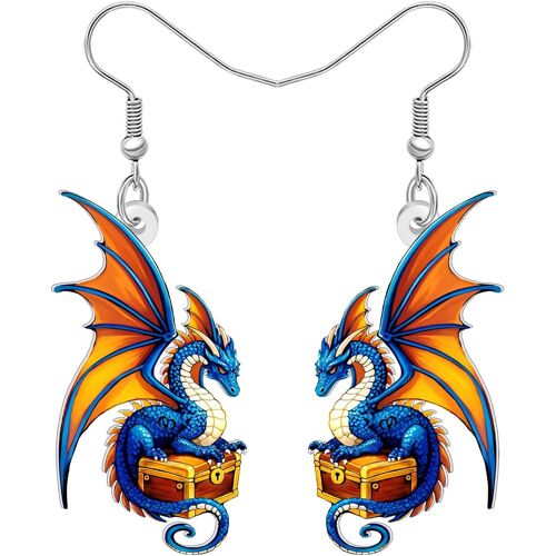 Kal-Boucles D'oreilles Dragon Cool En Acrylique Pour Femme - Bijoux Fantaisie Occidentale - Dinosaure