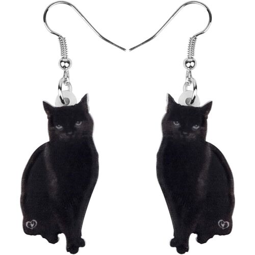 Kal-Boucles D'oreilles Acrylique Chat Noir Mignon Pendants Légers Animaux De Compagnie Accessoires Drôles Pour Femmes Amoureux Des Chatons Breloques Cadeaux