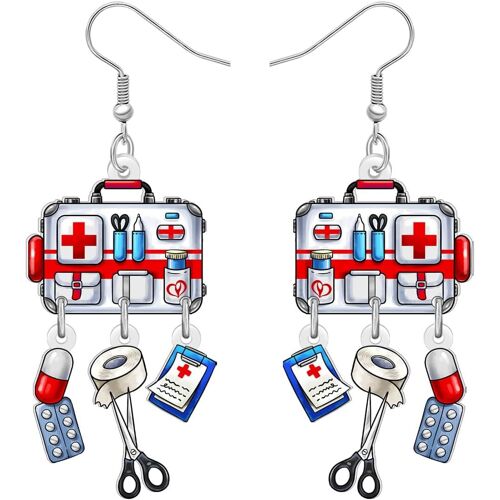 Kal-Boucles D'oreilles Pendantes En Acrylique Mignon Trousse De Secours Infirmière Pour Les Femmes Filles Fun Bijoux Pour Médecin Rn Soins Infirmiers Étudiants Graduation Cadeaux