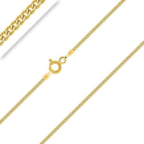 Tianyi-- Collier - Chaîne Argent 925/1000 - Maille Gourmette Diamantée - Plaqué Or Jaune 18 Carats - Largeur : 1.2 Mm