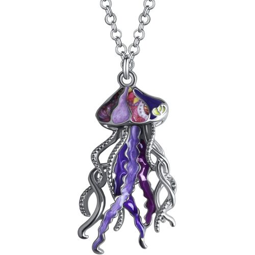 Kal-Collier Méduse Alliage Émaillé Pendentif Vie Océanique Méduse Bijoux Cadeaux Pour Femmes Filles Enfants Sac Accessoires
