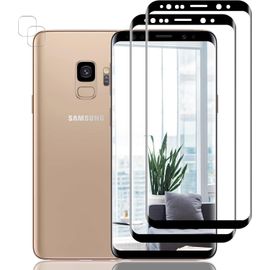 Sjzg-Verre Trempé Pour Samsung Galaxy S9, Film Protection Écran, Sans Bulles D'air, Ultra Résistant, Anti-Rayures, 2 Pièces Protection Écran + 2 Pièces Caméra Protection Écran