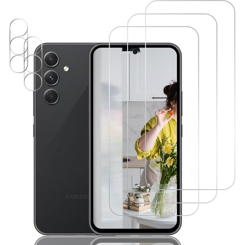 Sjzg-Verre Trempé Pour Samsung Galaxy A54, Film Protection Écran Sans Bulles D'air, Ultra Résistant, Anti-Rayures - 3 Pièces Écran + 2 Pièces Caméra