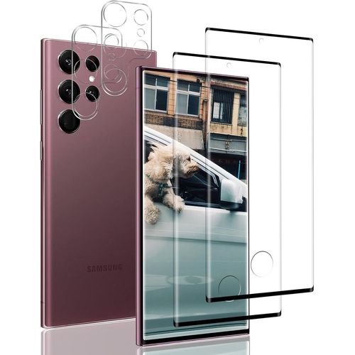 Cauc-Verre Trempé Pour Samsung Galaxy S22 Ultra Plein Écran 3d Film Protection Écran, Affaire Classée, Bord À Bord, Sans Bulle, Anti-Scratch, Sensible Au Toucher, Ultra Hd, 2+2 Pièces