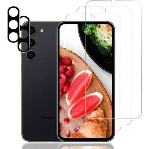 Cauc-Verre Trempé Pour Samsung Galaxy S24 Plus, Film Protection Écran, Sans Bulles D'air, Ultra Résistant, Anti-Rayures, 3 Pièces Protection Écran + 2 Pièces Caméra Protection Écran