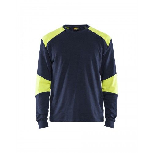 T-Shirt Manches Longues Retardant Flamme Inhérent 3457 - Bleu Et Jaune - Xs Blaklader