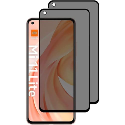 Kal-2 Pièces Verre Trempé Anti Espion Avec Xiaomi Mi 11 Lite 4g / 5g / Ne - Anti Spy Film De Protection Dureté 9h, Privacy Film Protection Écran, 3d Vitre Protecteur Filtre Confidentialité