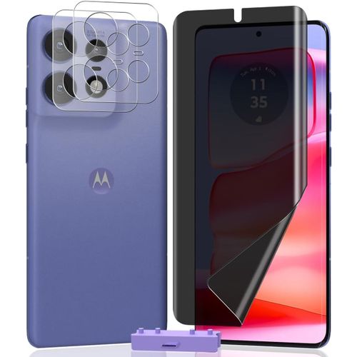 KAL-Protection D'Écran Pour Motorola Edge 50 Pro, Film De Protection Protege Ecran Anti Espion Non-Verre 1 Pièces Et Protection D'Objectif 2 Pièces. Privacy Film Tpu Pour Motorola Edge 50 Pro